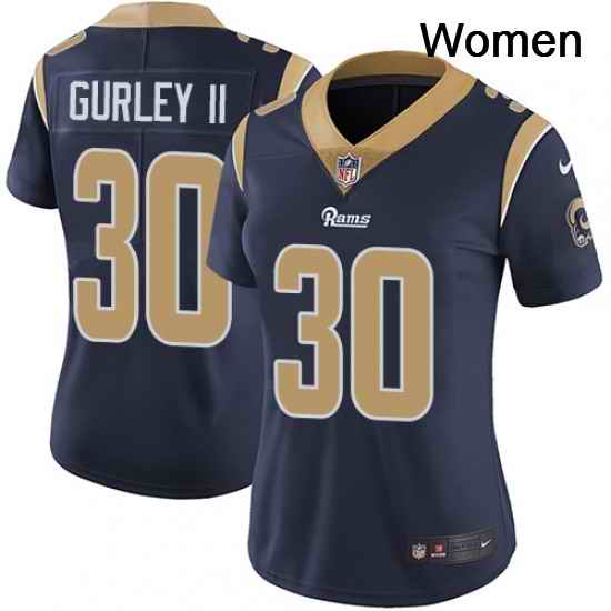 Womens Nike Los Angeles Rams 30 Todd Gurley Elite Navy Blue Team Color NFL Jersey
